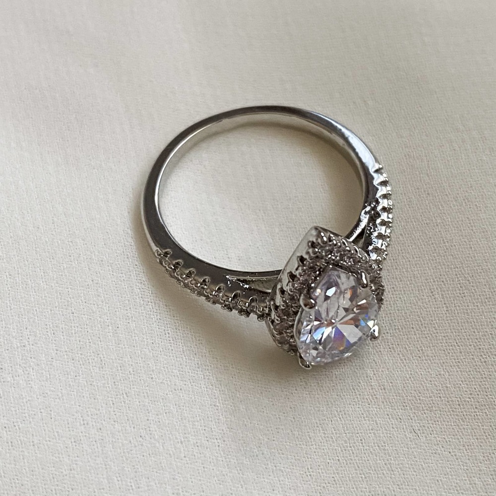 Pear Halo 2 Carat CZ Diamond Ring - Picture 10 of 13